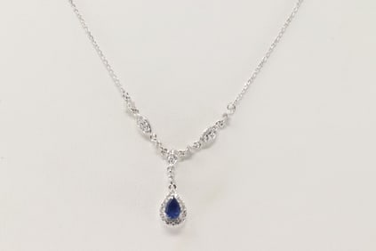 Sapphire & Diamond Pendant / 14Kt. Necklace