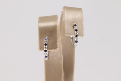 Sapphire & Diamond Hoop Earring 14Kt.