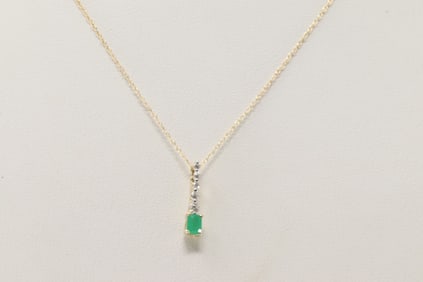 Emerald & Diamond Pendant / Necklace 14Kt.