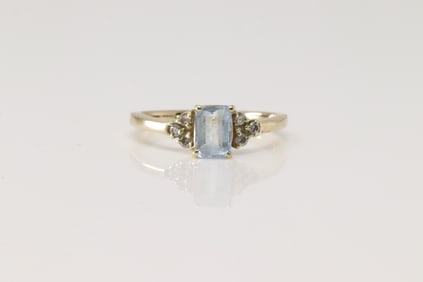 Aquamarine & Diamond Ring 14Kt.