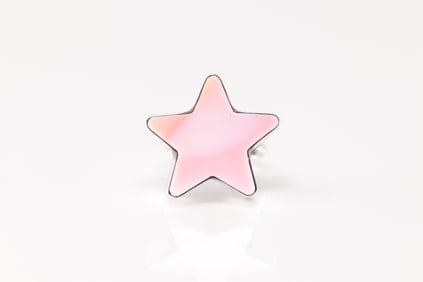 Native America Navajo Sterling Silver Pink Conch Shell Star Ring By Dixon.