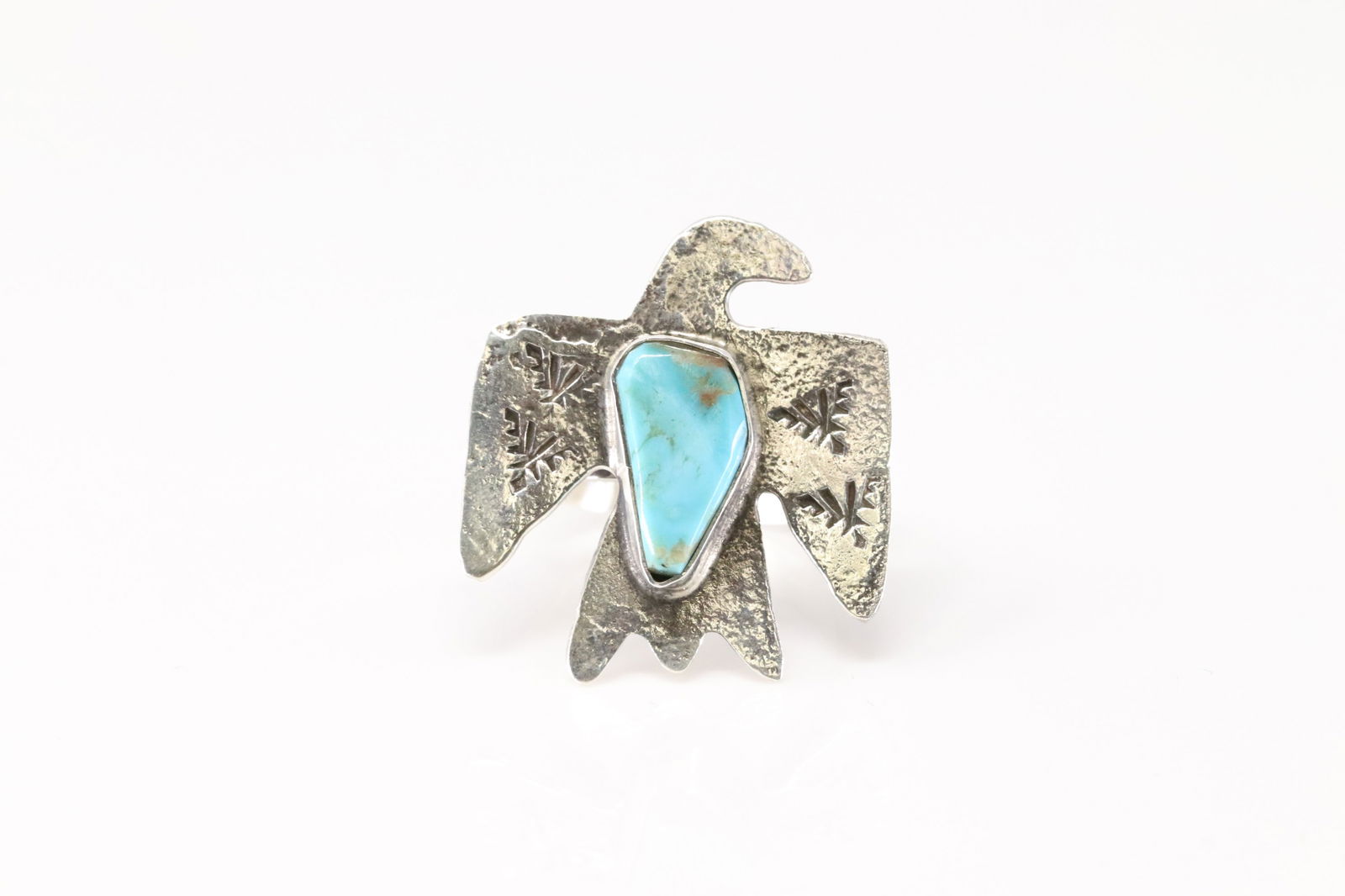 Native America Zuni Sterling Silver Turquoise Thunderbird Ring By Jude Candelaria. (1 of 4)