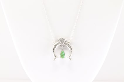 Native America Navajo Sterling Silver Sonora Gold Turquoise Naja Necklace.