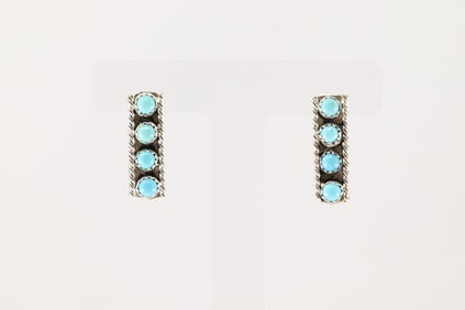 Native America Navajo Sterling Silver Turquoise Post Earring's By Janice Spencer.