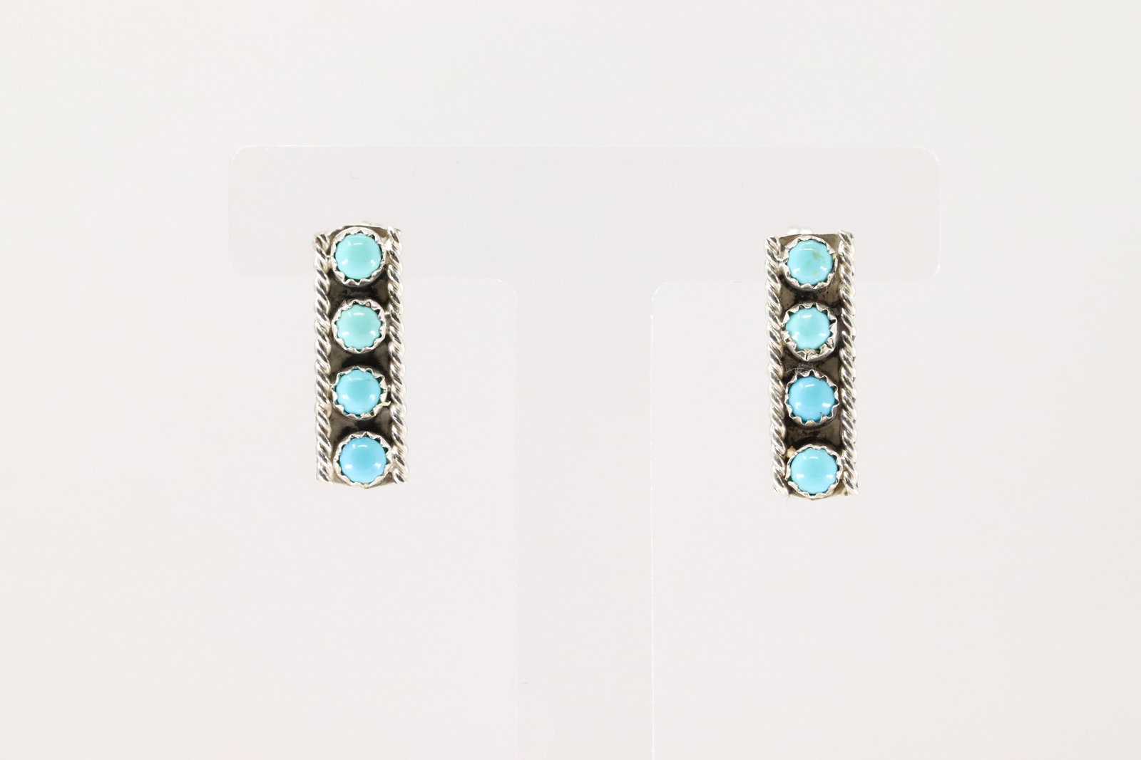 Native America Navajo Sterling Silver Turquoise Post Earring's By Janice Spencer.: This is a Native America Navajo Sterling Silver Turquoise Post Earring's By Janice Spencer.