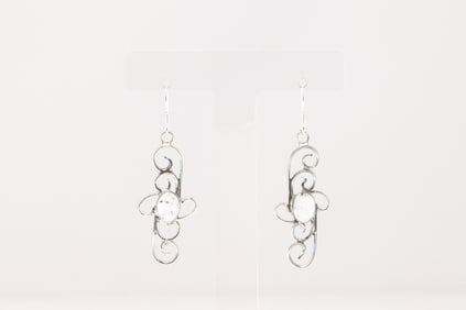 Native America Navajo Sterling Silver White Buffalo Dangling Earring's By Sheena Jack.