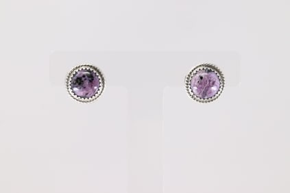 Native America Navajo Sterling Silver Spiny Oyster Post Earring's By Sharon McCarthy.