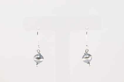 Native America Navajo Sterling Silver Pearl Beaded Dangling Earring's By Treva Jim.