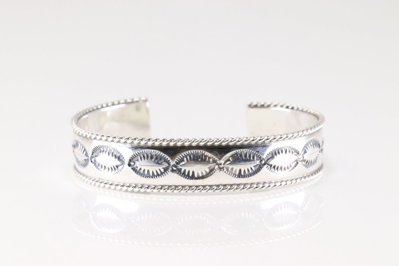 Native America Navajo Sterling Silver Stamped Bracelet Cuff By Jason Bahe. (1 of 4)