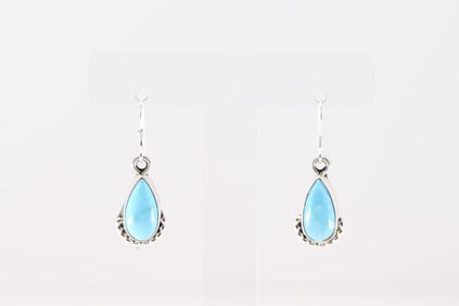 Native America Navajo Sterling Silver Turquoise Dangling Earring's By Annie Spencer.