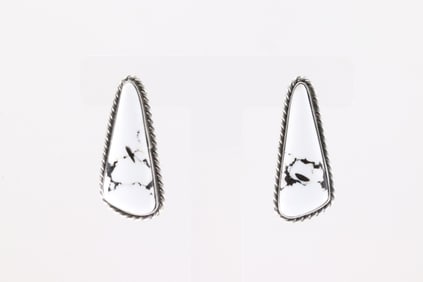 Native America Navajo Sterling Silver White Buffalo Post Earring's By Chassity Belone.