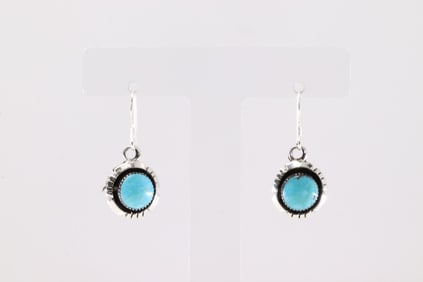 Native America Navajo Sterling Silver Turquoise Dangling Earring's By Amos Begay.