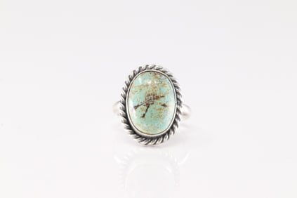Native America Navajo Sterling Silver Turquoise Heart Ring By Dixon.
