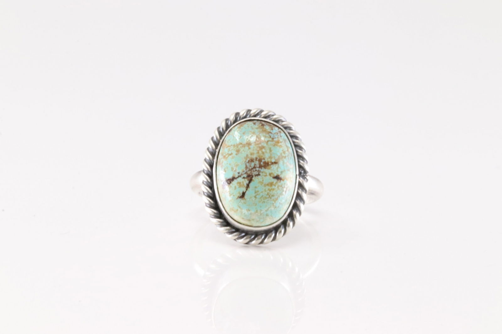 Native America Navajo Sterling Silver Turquoise Heart Ring By Dixon. (1 of 4)
