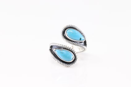 Native America Navajo Sterling Silver Turquoise Ring By Kenny Lonjose.