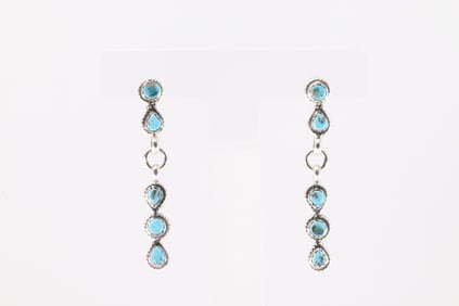 Native America Zuni Sterling Silver Turquoise Post Earring's By Jovi Burns.