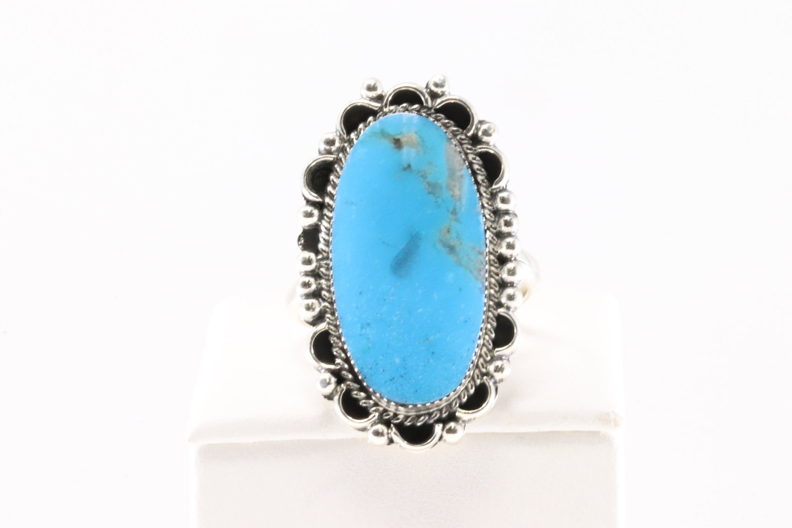Native America Navajo Sterling Silver Turquoise Ring By Sadie Jim.: This is a Native America Navajo Sterling Silver Turquoise Ring By Sadie Jim. Ring size: 10.25.