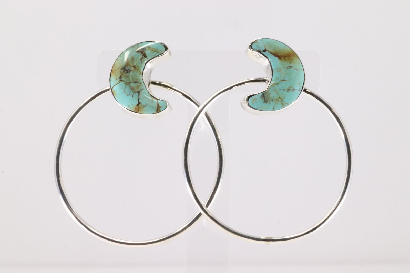 Native America Navajo Sterling Silver Turquoise Post Hoop Earring's By Sheena Jack.: This is a Native America Navajo Sterling Silver Turquoise Post Hoop Earring's By Sheena Jack.
