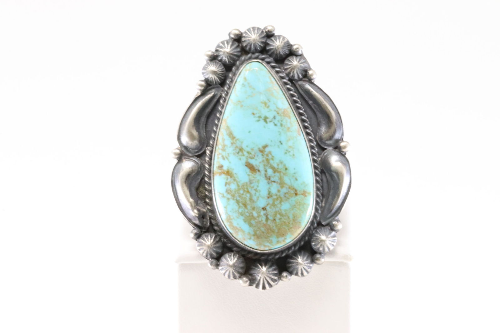 Native America Navajo Sterling Silver Kingman Turquoise Ring By T.Joy. (1 of 4)