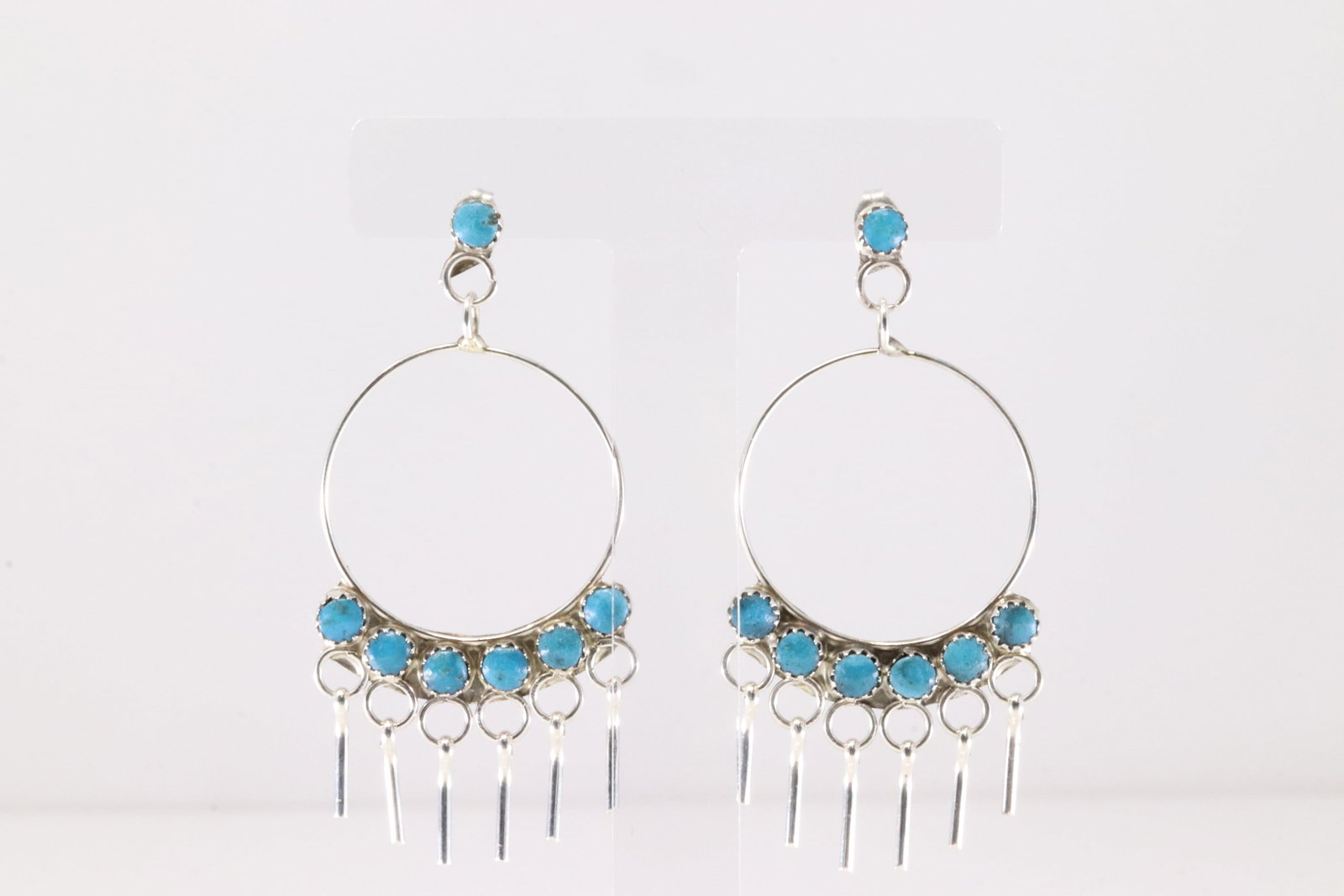 Native America Zuni Sterling Silver Turquoise Post / Dangling Earring's By Martin Vacit.: This is a Native America Zuni Sterling Silver Turquoise Post / Dangling Earring's By Martin Vacit.