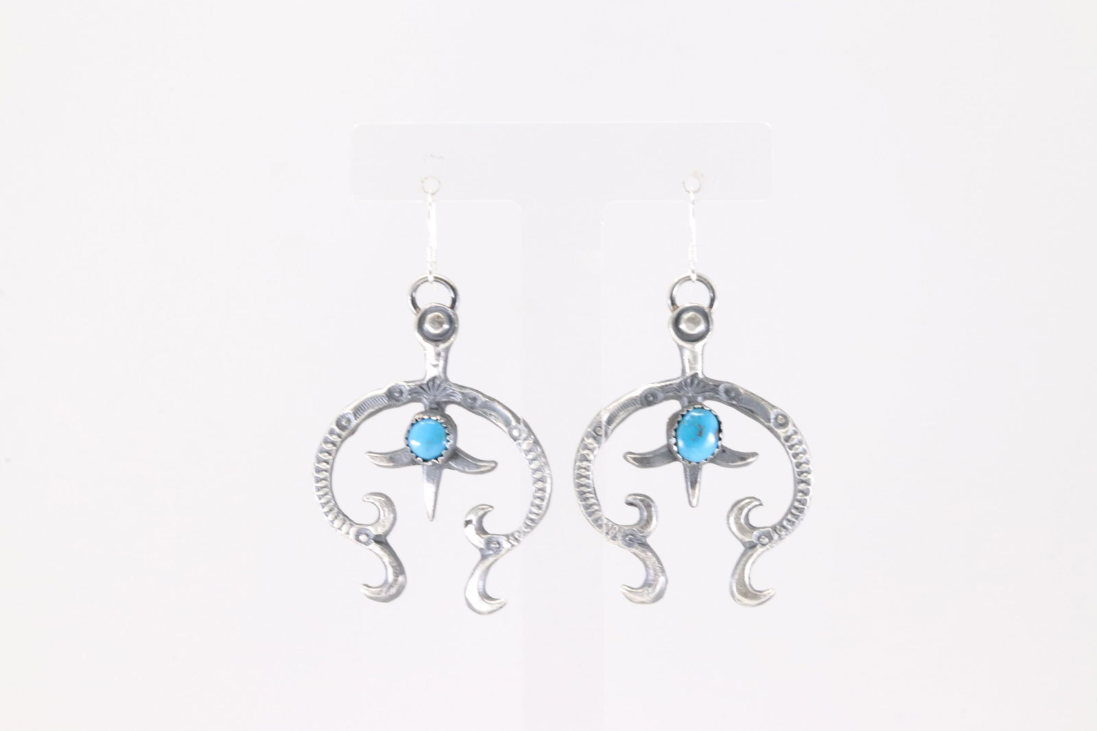Native America Navajo Sterling Silver Turquoise Dangling Earring's By Eva & Linberg Billah. (1 of 4)