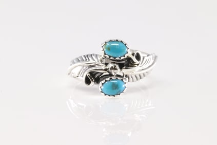 Native America Navajo Sterling Silver Turquoise Ring By Harry B.Yazzie.