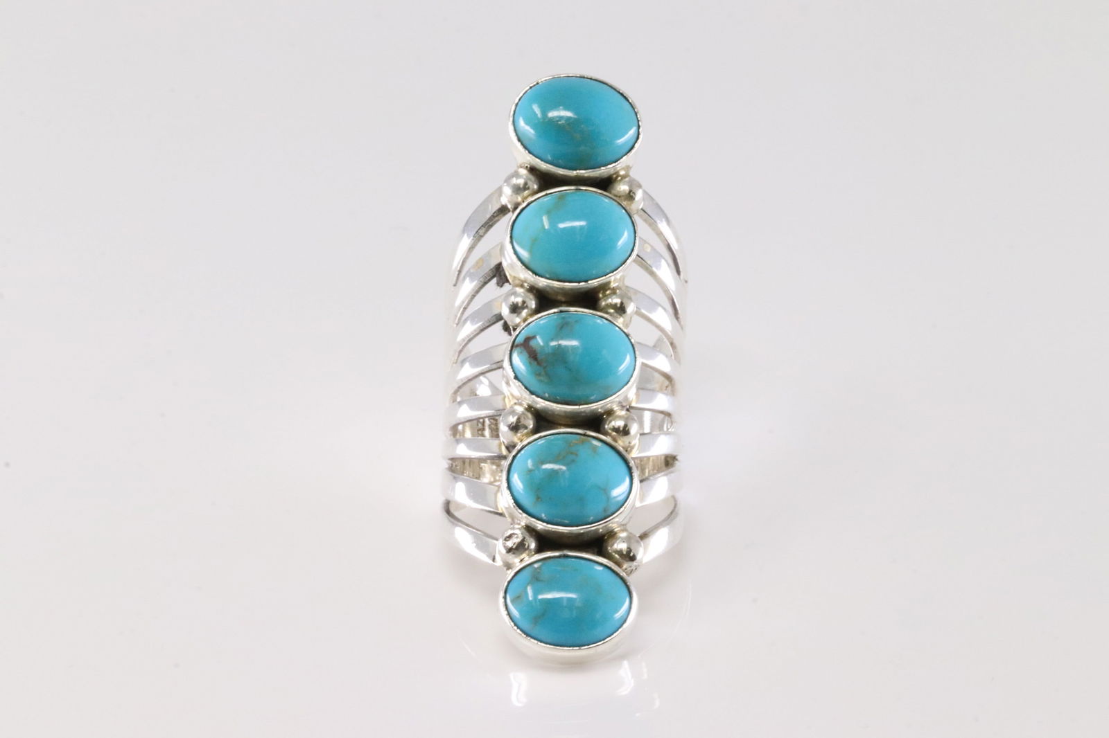 Native America Navajo Sterling Silver Turquoise Ring 5 Stone By Thomas Yazzie. (1 of 4)