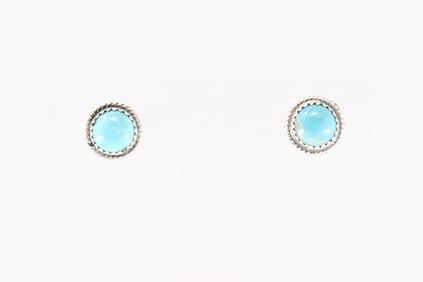 Native America Navajo Sterling Silver Kingman Turquoise Post Earring's By Esther White.