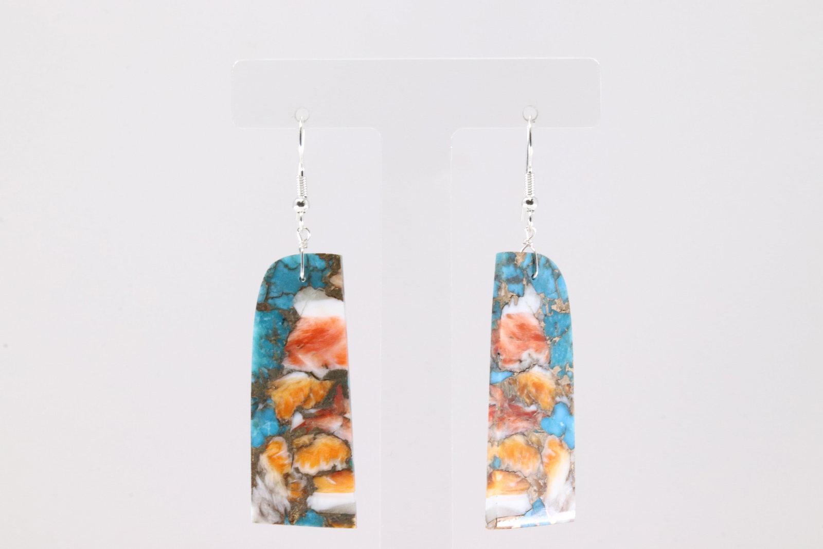 Native America Navajo Sterling Silver Spiny Oyster & Turquoise Dangling Earring's By Jameson Pete.: This is a Native America Navajo Sterling Silver Spiny Oyster & Turquoise Dangling Earring's By Jameson Pete.