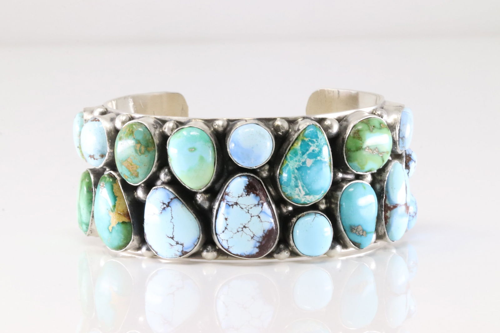 Native America Navajo Sterling Silver Golden Hill / Sonora Gold Turquoise Bracelet Cuff By (1 of 5)