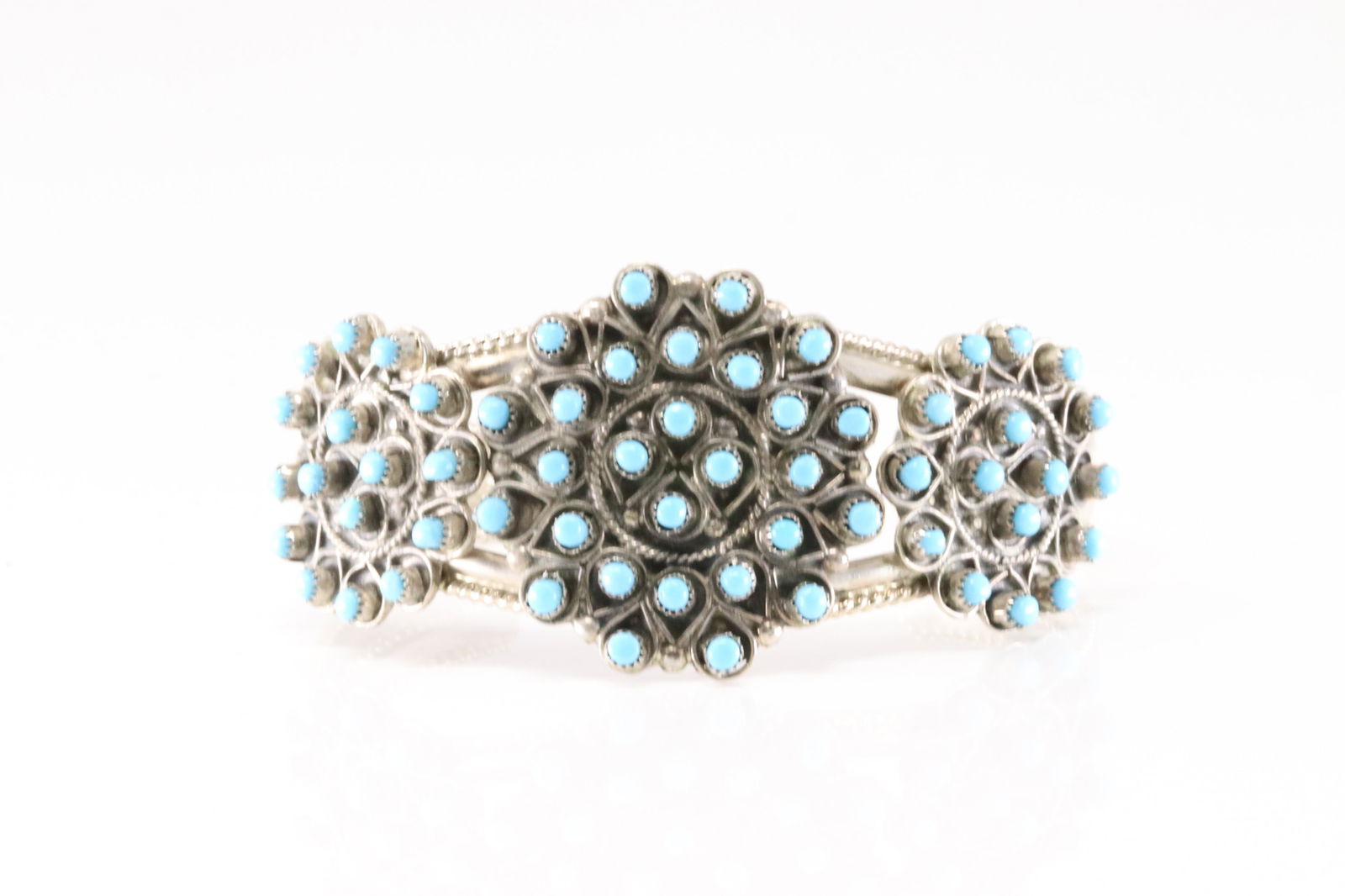 Native American Zuni Sterling Silver Turquoise Bracelet Cuff By Waylon Johnson. (1 of 4)
