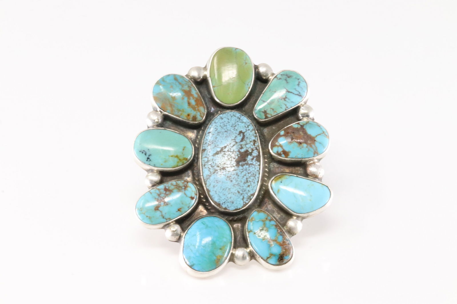 Native America Navajo Sterling Silver Kingman Turquoise Ring By Geraldine James. (1 of 4)