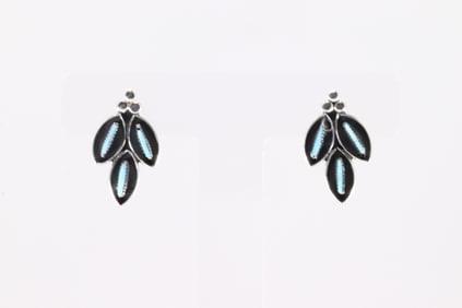 Native America Zuni Sterling Silver Turquoise Post Earring's By Fernando Othole.