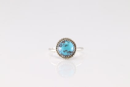 Native America Navajo Sterling Silver Turquoise Ring By Esther White.