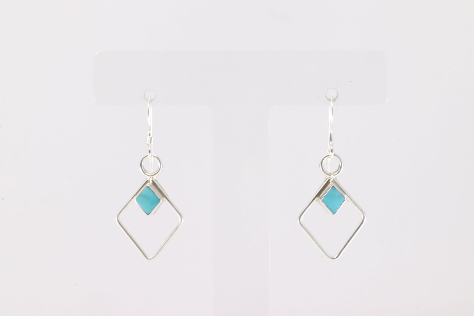Native America Zuni Sterling Silver Turquoise Dangling Earring's By Swain Charlie.: This is a Native America Zuni Sterling Silver Turquoise Dangling Earring's By Swain Charlie.