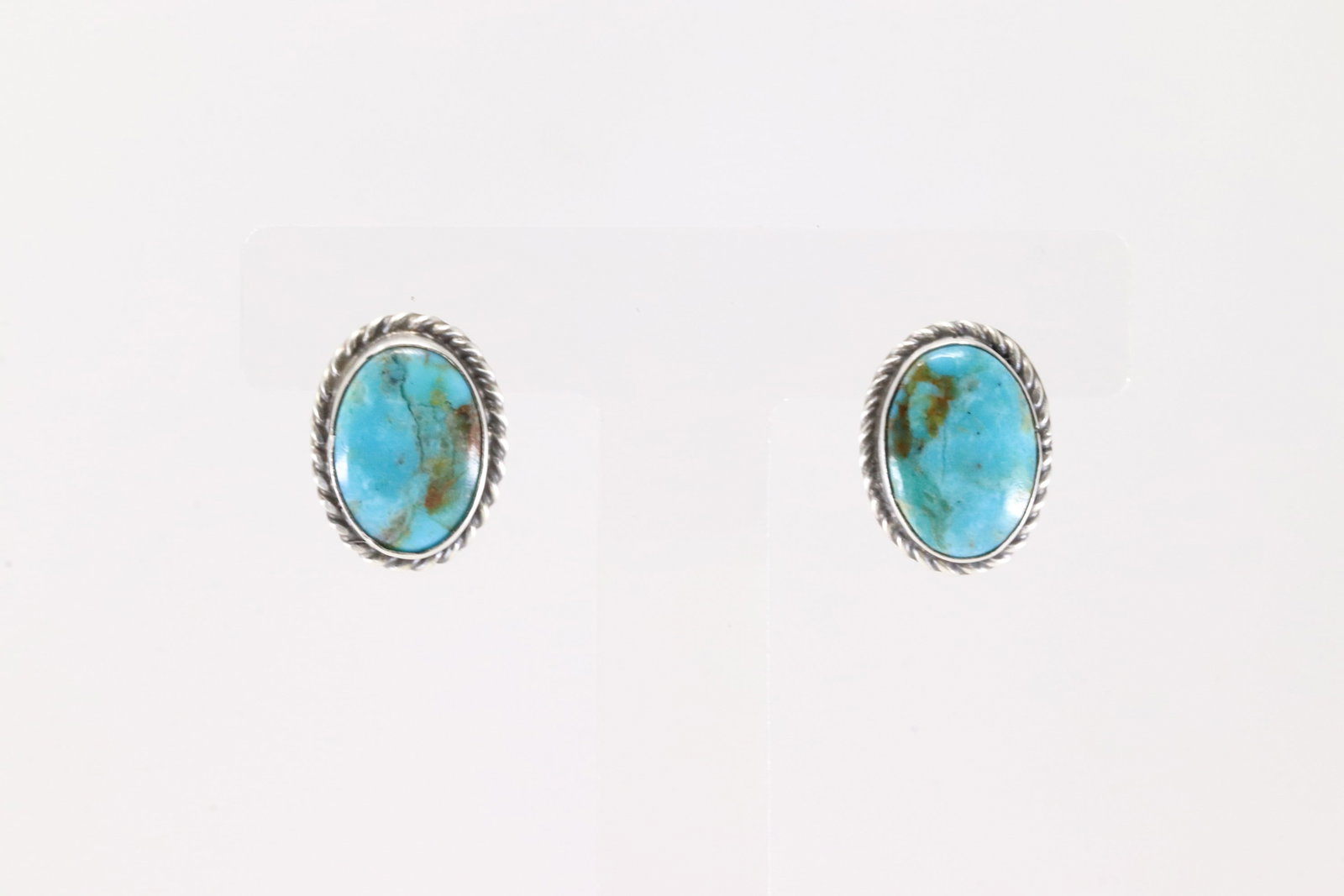 Native America Navajo Sterling Silver Kingman Turquoise Post Earring's By E.K.: This is a Native America Navajo Sterling Silver Kingman Turquoise Post Earring's By E.K.