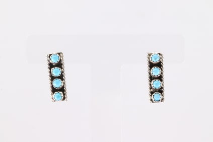 Native America Navajo Sterling Silver Turquoise Post Earring's By Janice Spencer.