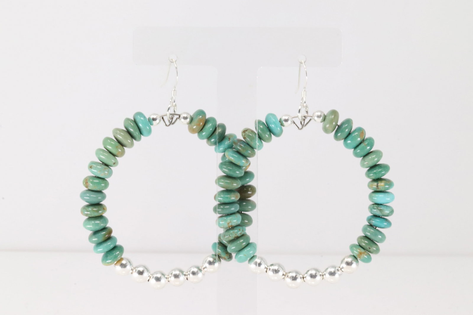 Native America Navajo Sterling Silver Turquoise / Pearl Baeded Dangling Earring's.: This is a Native America Navajo Sterling Silver Turquoise / Pearl Baeded Dangling Earring's.