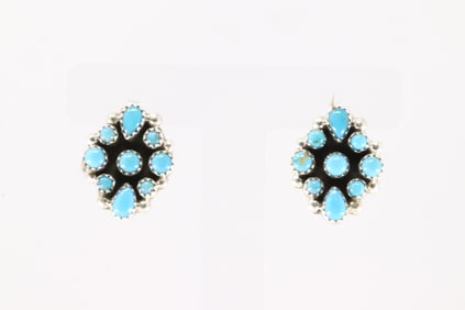 Native America Navajo Sterling Silver Turquoise Post Earring's By Tina Jones.