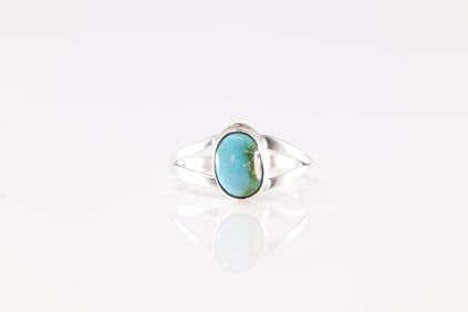 Native America Navajo Sterling Silver Sonora Gold Turquoise Ring By Jerold Joe.