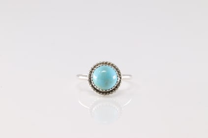 Native America Navajo Sterling Silver Turquoise Ring By Esther White.
