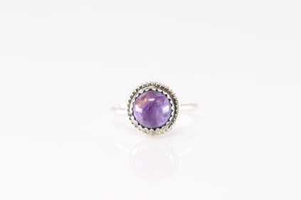 Native America Navajo Sterling Silver Purple Spiny Oyster Ring By Esther White.