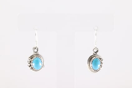Native America Navajo Sterling Silver Turquoise Dangling Earring's By Rita largo.
