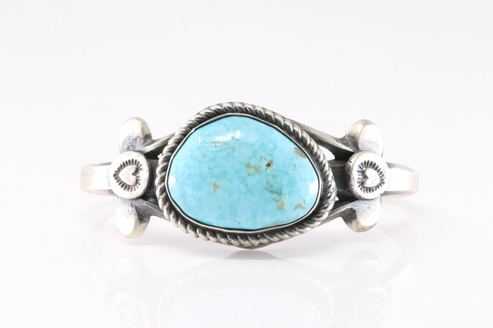 Native America Navajo Sterling Silver Kingman Turquoise Bracelet Cuff By Chimney Butte. (1 of 4)
