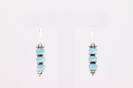 Native America Navajo Sterling Silver TurquoiseDangling Earring's By Gary Shorty.