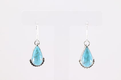 Native America Navajo Sterling Silver Turquoise Dangling Earring's By Robinson Martinez.