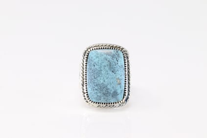 Native America Navajo Sterling Silver Turquoise Ring By Roland Dixson.