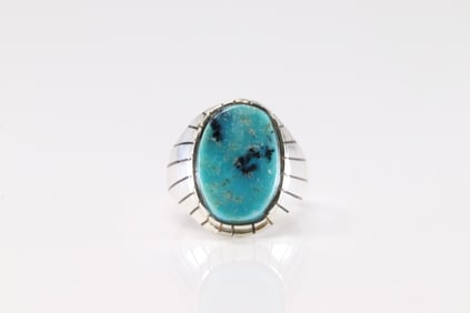 Native America Navajo Sterling Silver Turquoise Ring By R.