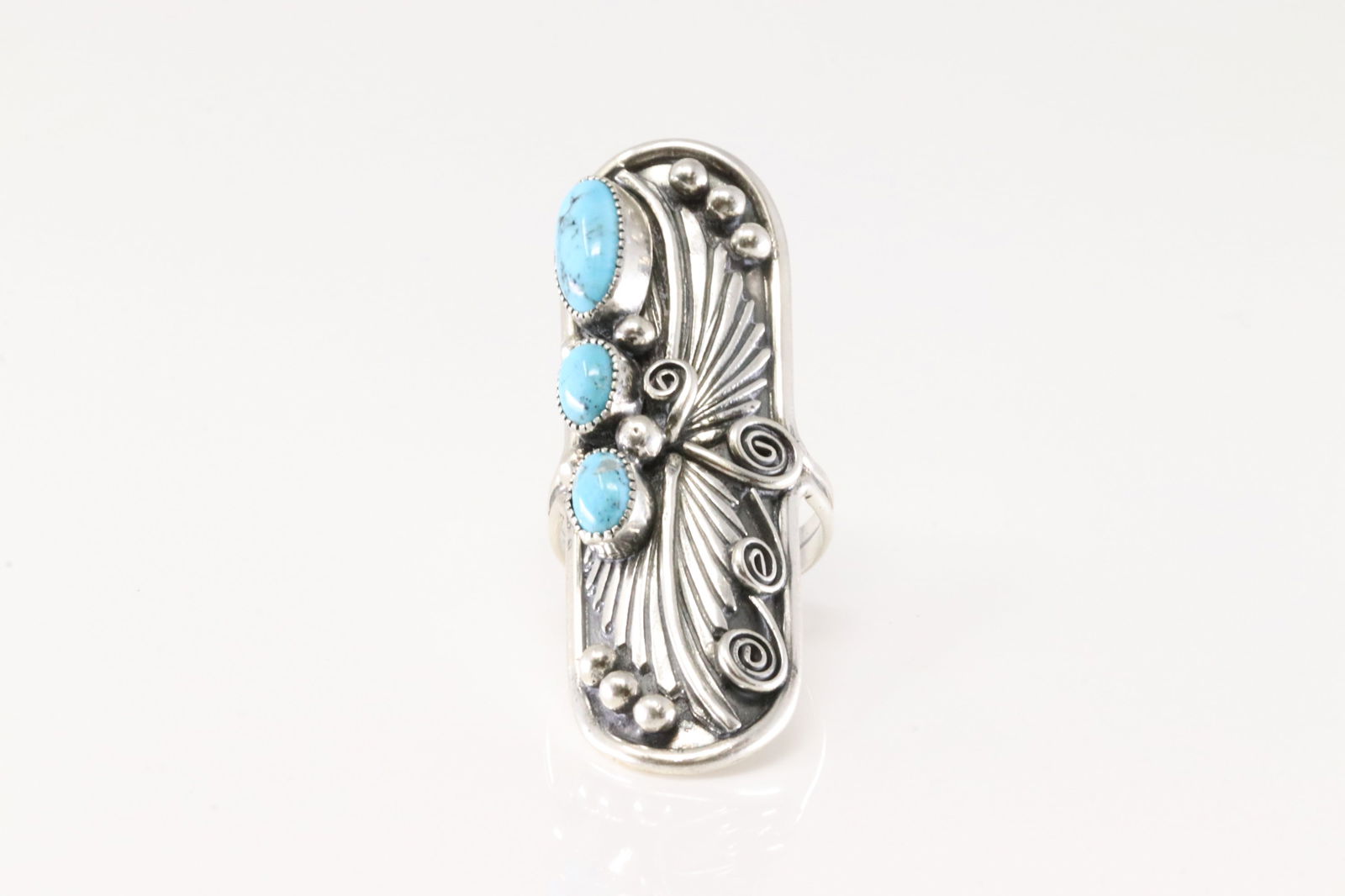 Native America Navajo Sterling Silver Turquoise Ring Large By Charlene Yazzie. (1 of 4)