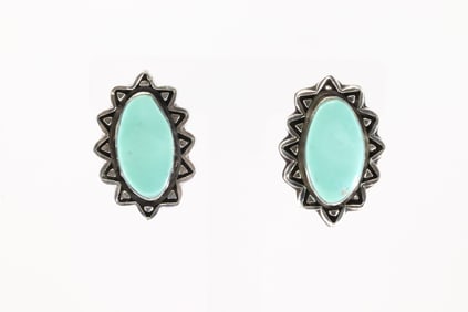 Native America Navajo Sterling Silver Turquoise Post Earring's By Suzanna Johson.